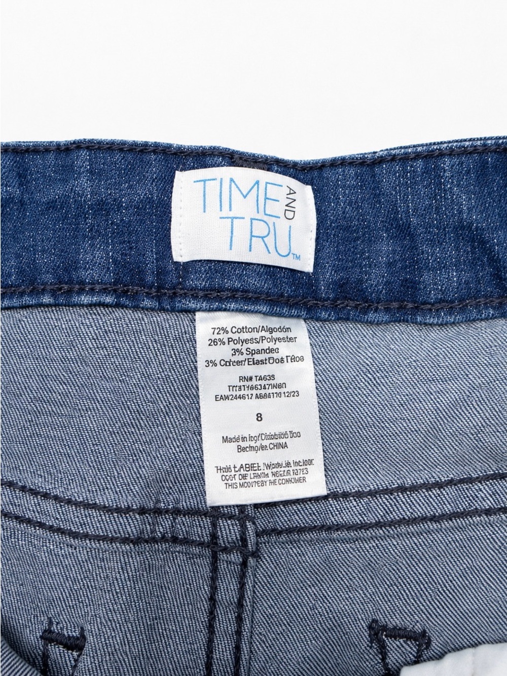 Time and Tru Women’s High Rise Wide Leg Seam Jeans Size 8 Dark Wash - Picture 4 of 9